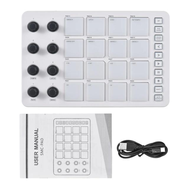 Controlador MIDI sem fio M-VAVE-Pad: Teclado de Percussão Compacto com Interface USB-C Ideal para Iniciantes