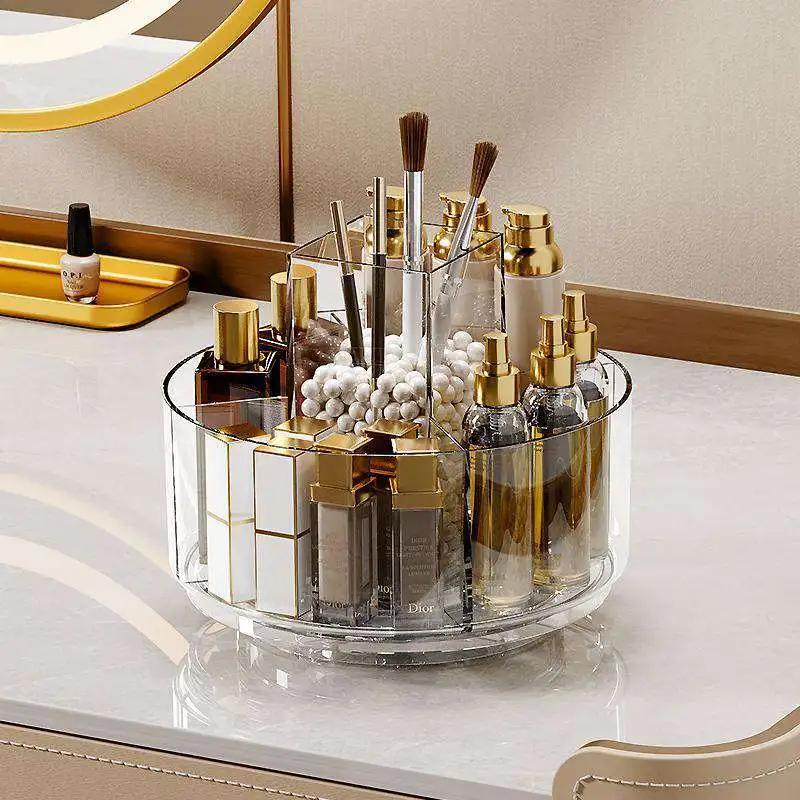 Caixa De Armazenamento De Cosméticos Rotatable, Rack De Armazenamento, Transparente, Batom, Perfume, Maquiagem, Organizador De Escova, Luz, Luxo - Image 1