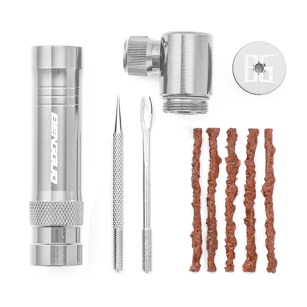 CO2 bomba de bicicleta com tubeless pneu Repair Kit, Schrader e Presta válvula, Bike pneu Inflator, liga de alumínio para MTB Road Bike - Image 1