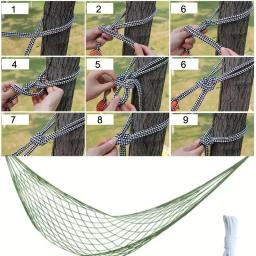Multifuncional Nylon Hammock com Mesh Rope, Perfeito para relaxamento ao ar livre, Dormir fora, Camping - Image 3