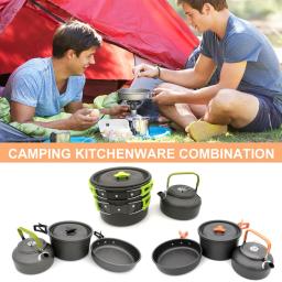 Kit de Panelas de Acampamento Portátil Dobrável, Utensílios De Alumina Dura, Equipamento De Economia De Espaço, Resistência Ao Calor Para 2-3 Pessoas, Piquenique - Image 2