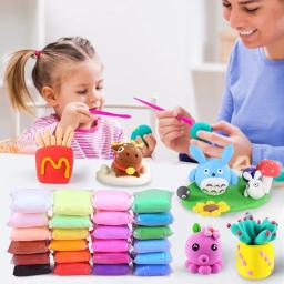 Argila de modelagem a seco com ferramentas de escultura para crianças, brinquedos DIY não tóxicos, secagem automática, presentes para crianças, 12 cores - Image 5