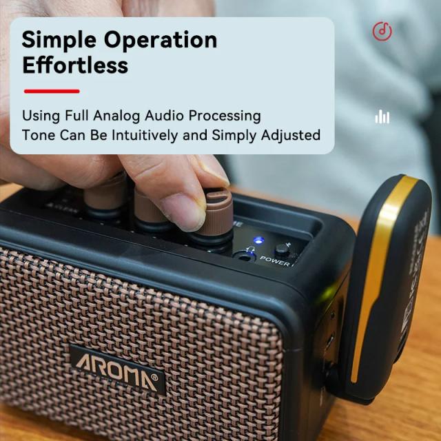 Amplificador Portátil de Guitarra Elétrica com Bluetooth, Canais Clean e Overdrive, Ideal para Práticas em Pequenos Espaços - 5W