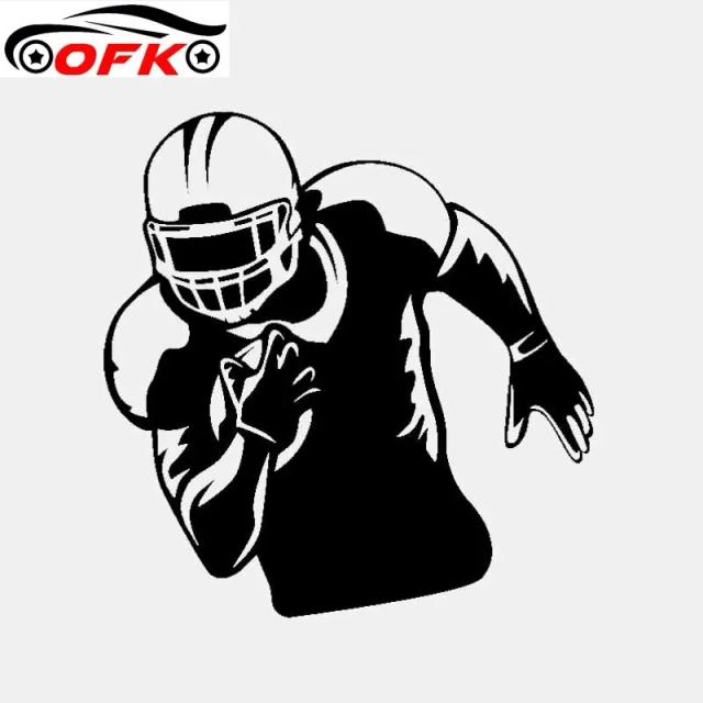 Adesivo de Vinil para Carro - Desenho Animado de Jogador de Futebol Americano com Capacete em Preto e Prata - 15.1cm x 14.8cm