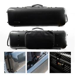 CHRISTINA Estojo para violino em fibra de carbono, novo estilo, listras pretas, tamanho 4/4, à prova d'água, com bolsa de partituras, bloqueio de código, bolsa extra (BV01BS) - Image 2