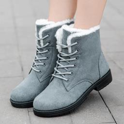 Botas femininas de neve botas planas para mulheres plataforma senhoras sapatos de pelúcia manter botas quentes senhoras pele novos sapatos de inverno botas mujer - Image 1