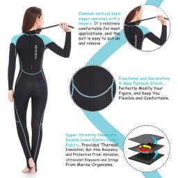 Ternos molhados de neoprene de 2mm das mulheres wetsuit de corpo inteiro para mergulho snorkeling surf natação canoagem em água fria cinta de zíper de volta - Image 4