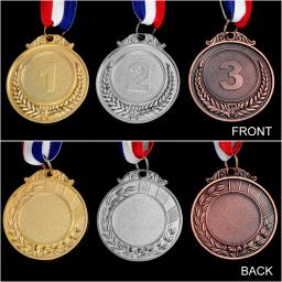 3 medalhas de prêmio do metal do estilo bronze da prata do ouro dos pces com fita do pescoço para acadêmicos dos esportes ou qualquer diâmetro da competição 5.1cm pequeno - Image 5