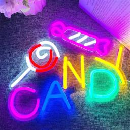 Candy Shop Neon Sign Para Decoração De Parede, Luz LED de Negócios, Halloween, Casa, Decoração Pendurada, Negócios - Image 2