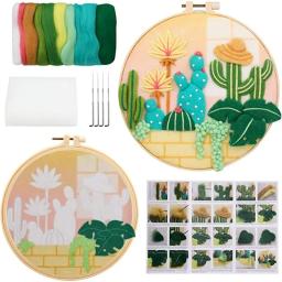 Diy lãs feltro pintura bordado kit cactus quadro lã felting conjunto pintura artesanato artesanal agulha para decoração de casa presente da mãe - Image 1