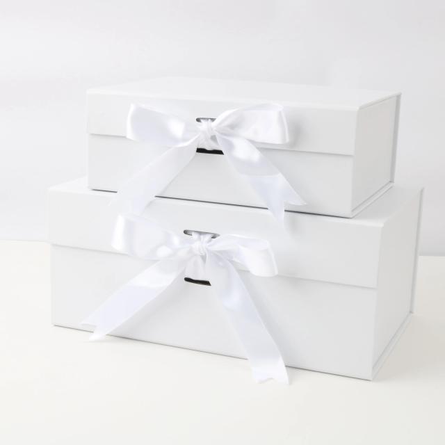 Caixa de Presente Magnética Flip Ribbon Branca para Casamentos e Festas de Halloween - Dobrável e Prática, Vendas Diretas da Fábrica, 1 Unidade