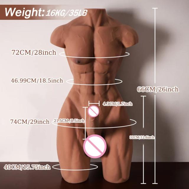 Renheyuou Boneca Sexual Torso Grande Homem Real Gay Metade do Corpo Brinquedo Sexual Vagina Masturbação Ânus