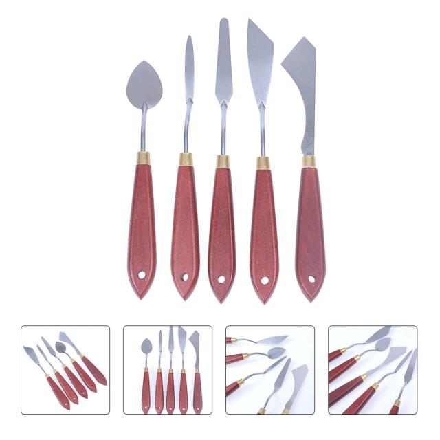 Espátulas de Pintura com Punho de Madeira - Conjunto Ideal para Mistura de Cores em Pintura a Óleo
