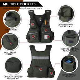 Jaqueta salva-vidas Pro Fly Fishing, colete flutuante, bolsos múltiplos com suporte para garrafa de água, caiaque, vela, passeios de barco, esportes aquáticos - Image 6