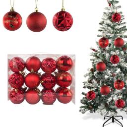 Kit Bolinhas de Enfeite de Natal para Decoração Pendurar 24 Unidades 6cm - Vermelho - Image 1