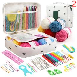 Kit de Agulhas de Tricô Ergonômico para Iniciantes Conjunto de Ferramentas de Costura Kit Crochê Lã Saco de Armazenamento Presente para Mulheres 1 Conjunto - Image 2