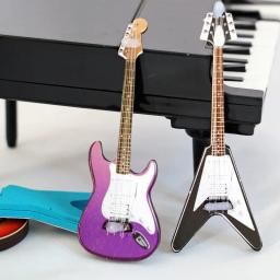 Simulação clássica guitarra dollhouse instrumento musical em miniatura popular guitarras modelo para barbies ob11 boneca decoração acessórios - Image 4