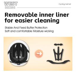 West Biking-Capacete Ultraleve de Bicicleta para Homens e Mulheres, Ajustável, Cabeça de Segurança, Equipamento Ciclismo, Acessórios MTB - Image 4