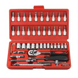 46 pçs conjunto de soquete ferramenta reparo do carro chave catraca pawl chave fenda profissional kit metalurgia - Image 5