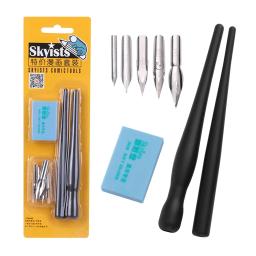 Multifunções Manga Pen Tip Set, Anime Paint Drawing Tool, Dip Caligrafia, 5 Nib, 2 Holder, 1 Eraser, Cartoon - Image 1