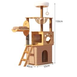 Torre de gato multifuncional, árvore de escalada e arranhando, placa de poste de sisal, casa villa com células, grande jumptoy - Image 1