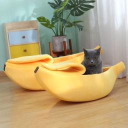 Banana cama para gato, engraçado e bonito, acolhedor, acolhedor e conforto, macio e lavável, pet supplies - Image 3
