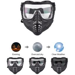 REikirc Máscara tática de paintball airsoft com mudança de cor Máscaras protetora de rosto inteiro CS Cosplay pode ser equipada com câmera esportiva - Image 1