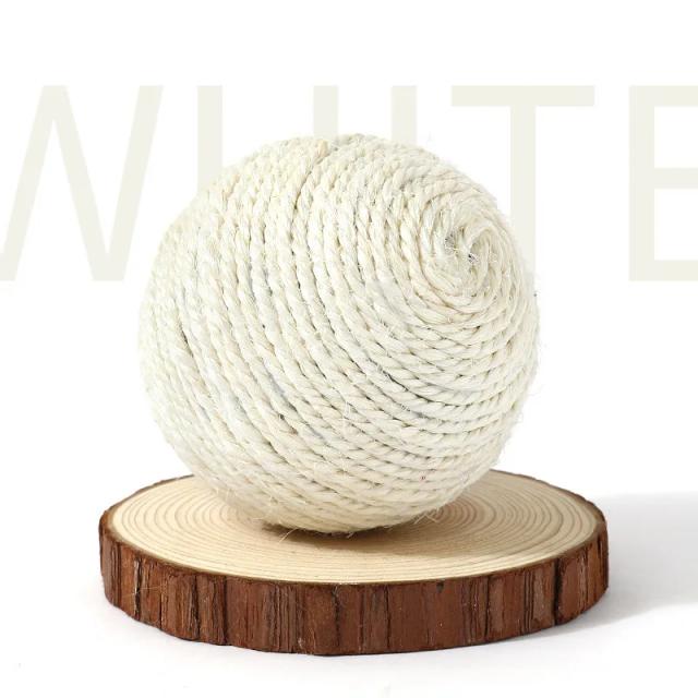 Bola de Sisal Interativa para Gatos - Brinquedo de Mastigação e Limpeza dos Dentes Antimordida de 8cm