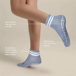 Meias Grip para mulheres, antiderrapante, listras duplas, meias para Pilates, ioga, treino, balé, meias atléticas - Image 3