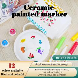 Kit cerâmico de pintura rupestre para crianças, conjunto de canetas de pedra, madeira de vidro, artesanato diy, arte suprimentos para crianças, 12 cores - Image 4