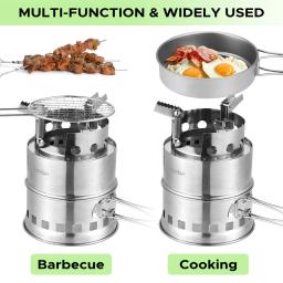 Fogão de acampamento portátil, álcool, queima de madeira, sobrevivência, para mochila ao ar livre, piqueniques e churrasco, pequeno fogão de combustível duplo - Image 3