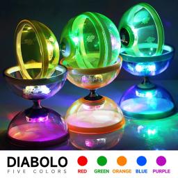 Diabolo luminoso para crianças, três rolamentos de rotação de alta velocidade, silicone ambiental, exercício de fitness ao ar livre, presente profissional - Image 1