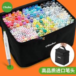 Conjunto de marcadores de arte de álcool Ohuhu, 40 60 72 80 100 cores pincel de ponta dupla e marcador de esboço de cinzel, marcadores de pincel à base de álcool - Image 3