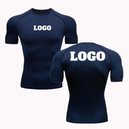 Camisas de compressão personalizadas com seu próprio logotipo para homens, camiseta esportiva, impressa, personalizada, corrida, treino, academia, secagem rápida, 2021 - Image 4
