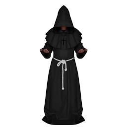 Manto do mago medieval Cosplay Fantasia, Renascença, Sacerdote Monges, Bruxa, Vampiro, Vestes Cristãs, Death Friar, Capa de Feitiçaria - Image 2