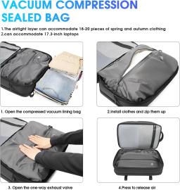 Mochila de compressão a vácuo 2025 para viagens Mochila de viagem 50l com vedação a vácuo, mochilas expansíveis com bomba para aviões - Image 3