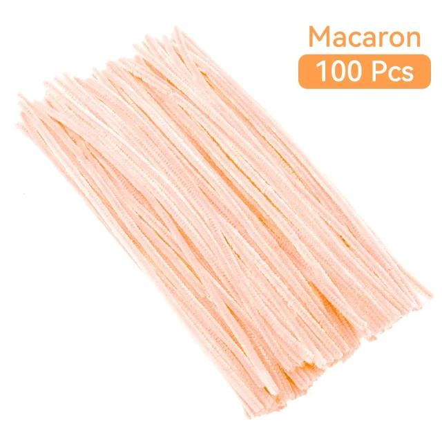 Hastes Chenille Coloridas em Forma de Flor para Crianças - 100 Peças de Materiais Artísticos DIY de 30cm, Brinquedos Educativos Feitos à Mão em Rosa