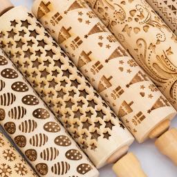 Cerâmica Arte Madeira Textura Rolo, Elementos De Natal De Alívio, Rod Em Relevo, Lama Rolling Pin, Ferramentas De Cerâmica DIY - Image 2