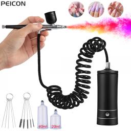 Aerógrafo para unhas com compressor, escova de ar portátil com compressor para unhas, arte, bolo, pintura, artesanato, aerógrafo para arte em unhas - Image 1