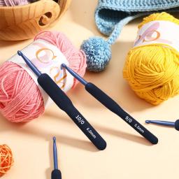 Conjunto De Ganchos De Crochet De Alumínio, Alças De Silicone Macio, Agulhas De Tricô De Fios, DIY Sweater Knitting Tools, Azul, 2mm-6mm - Image 5