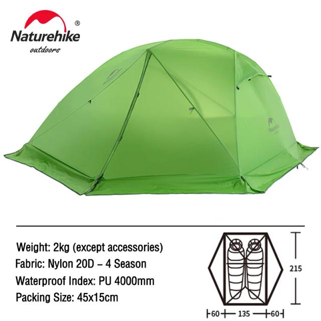 Tenda Naturehike Star River 2 para Acampamento Impermeável Ultraleve, Camada Dupla para 4 Estações - Ideal para Viagens e Caminhadas em 2 Pessoas