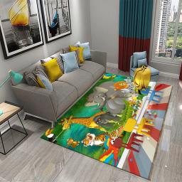 Jardim zoológico dos desenhos animados tapete bonito animal flor tapetes crianças meninos quarto antiderrapante área de jogo tapetes casa sala de estar cozinha decoração do assoalho - Image 2
