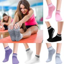 Meias Grip para mulheres, antiderrapante, listras duplas, meias para Pilates, ioga, treino, balé, meias atléticas - Image 6