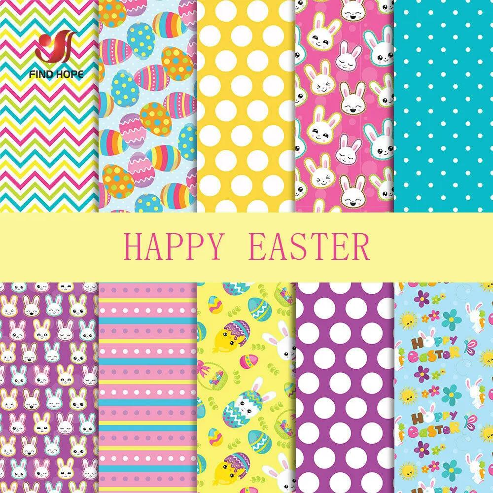 Tecidos de algodão estampados para decoração, coelho da páscoa 25x25cm, tecidos impressos para costura, acessórios faça você mesmo, lençol de tecido de colcha com 10 peças - Image 1