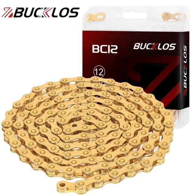 BUCKLOS Corrente de Bicicleta 12 Velocidades 126 Links Aço Inoxidável para MTB e Estrada