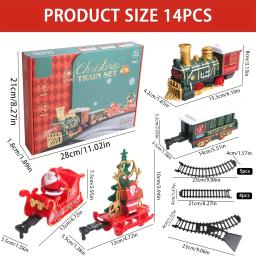 Árvore de natal trem elétrico faixas conjunto papai noel carros de carga com sons de natal luzes brinquedos ajustáveis para adulto presente de ano novo - Image 2