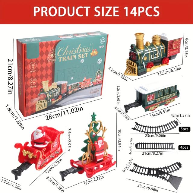 Conjunto de Trem Elétrico de Natal com Luzes e Sons - Presente Festivo
