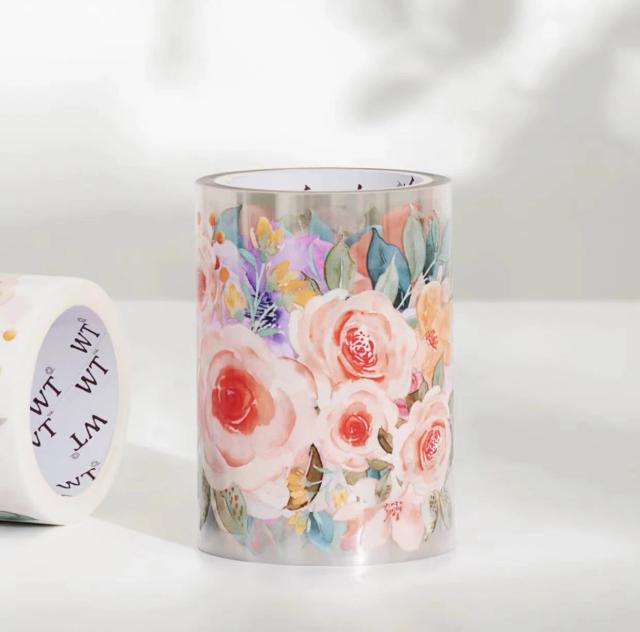 Fita Washi PET Floral Vintage para Cartões e Scrapbooking DIY