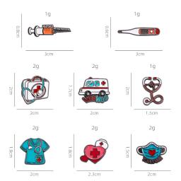 Estetoscópio médico do tubo da agulha do broche do metal, jogo dos primeiros socorros, gato, enfermeira, cão, doutor, animal, paciente, crachá, punk pinos, joia - Image 6