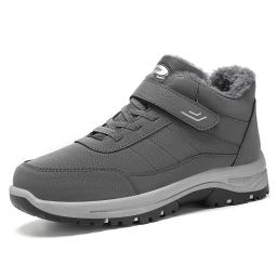 Sapatos masculinos de veludo de inverno novas botas de neve de cano alto ao ar livre botas de algodão de veludo de sola grossa - Image 4